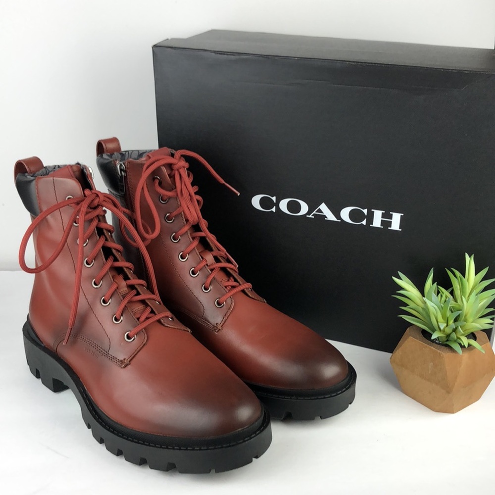 Coach Citysole Boot Men’s Sleek Designer Leather Lace Up  Ankle Boots 11